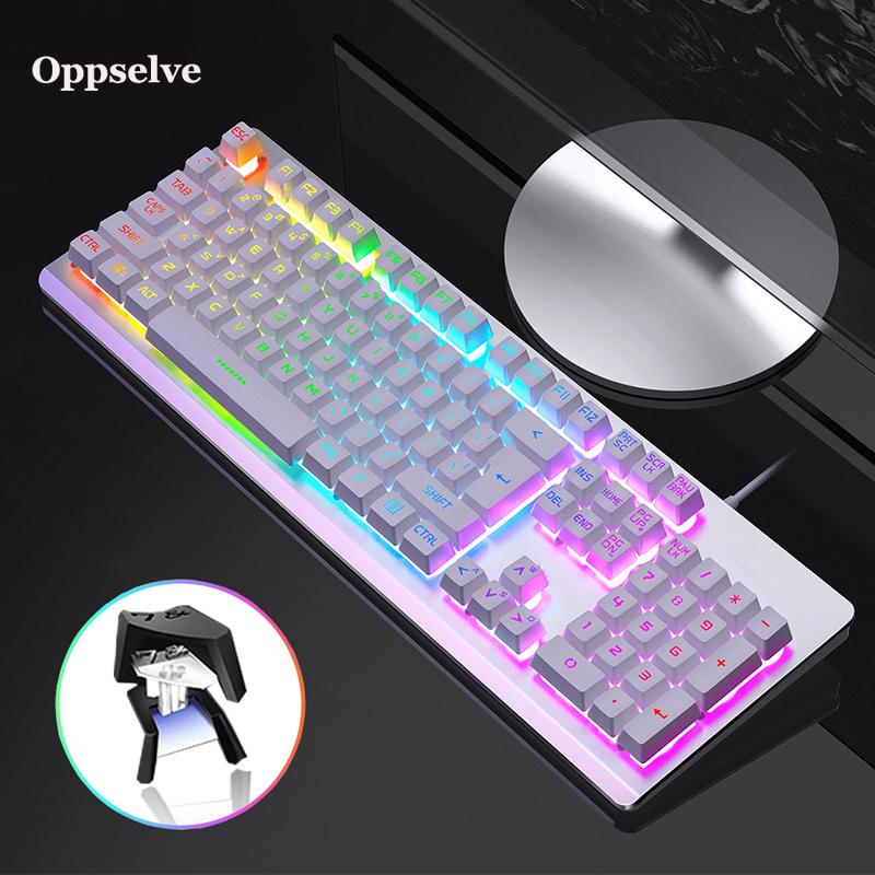 

Oppselves Mechanical Keyboard 104 keys Anti-ghosting RGB Backlit Gaming Keyboard Blue Black Red Switch Wired USB For Game Laptop