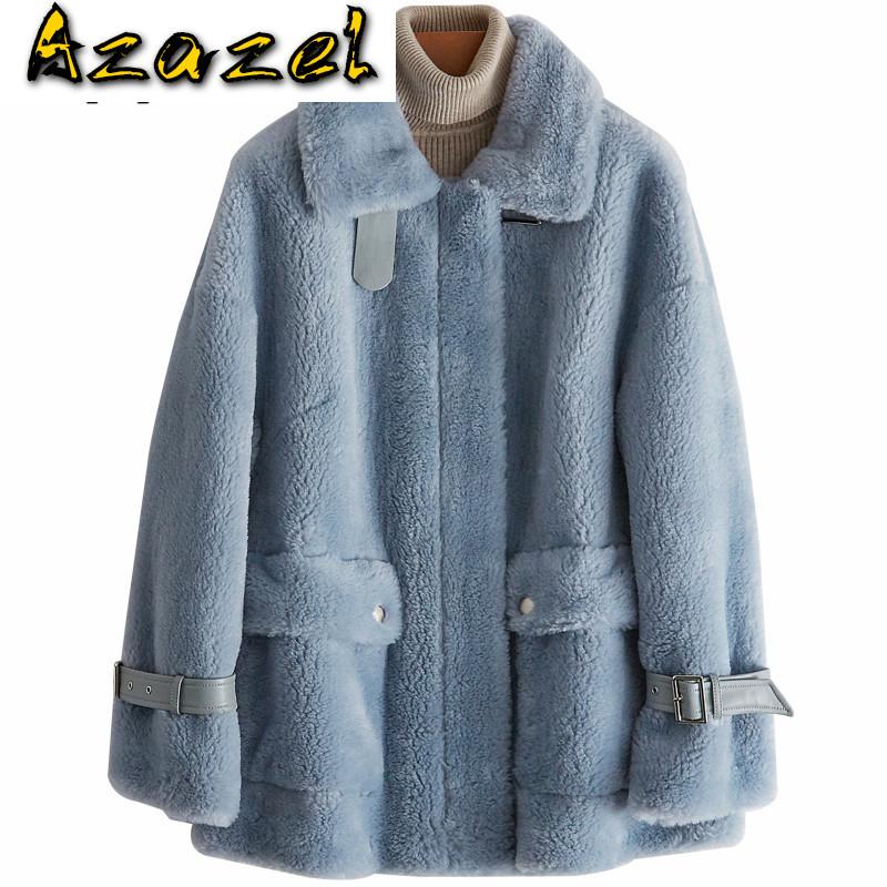 

Real Fur Wool Jacket Autumn Winter Coat Women Clothes 2020 Korean Sheep Shearling Tops Suede Lining Abrigo Mujer ZT3601, Red