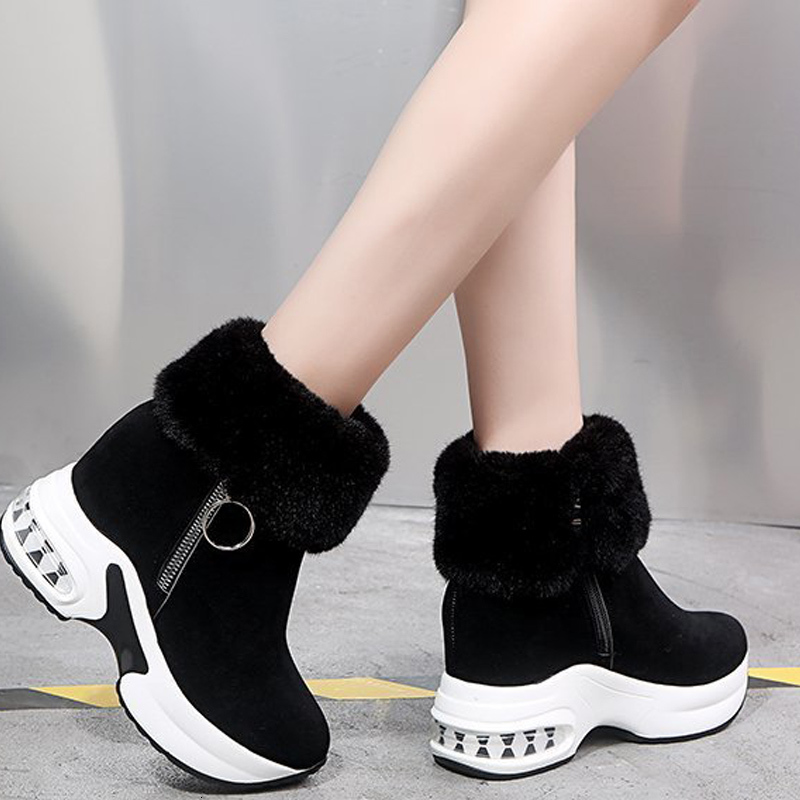 

2021 Women Snow Ladies Shoes Winter Plush Warm Internal Increase Ankle Boots Fashion Shoe Woman New Vzfk, Black 4 no plush