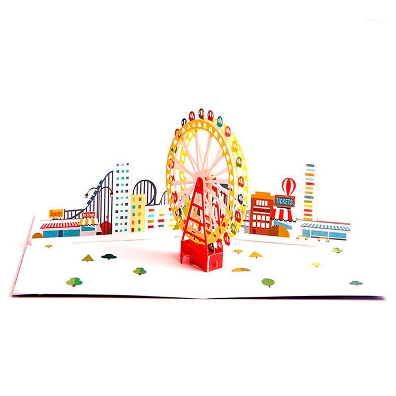 

Invitation Cards Festival Blessing Greeting Card Colorful Printing Ferris Wheel Paper 3D Laser Cut Handmade Birthday Party Gift1
