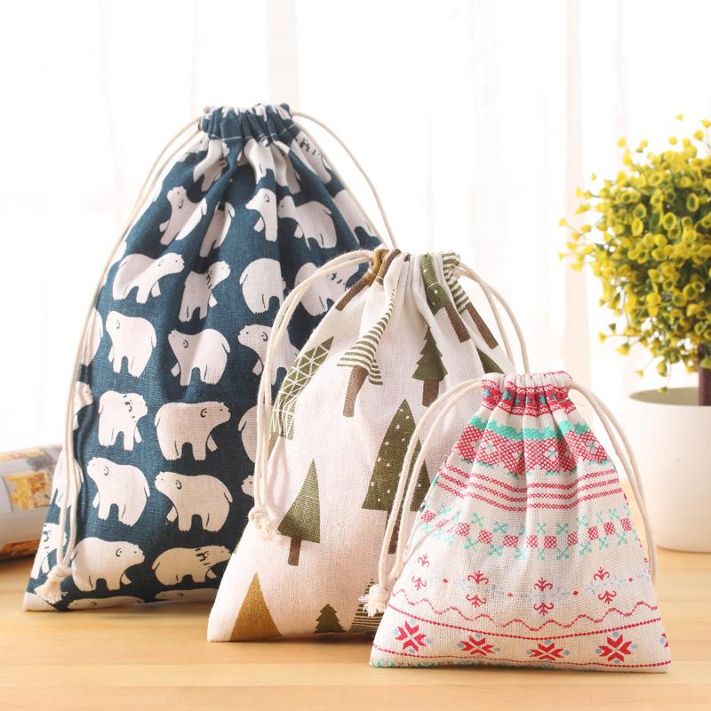 

10PCS New Fresh Fabric Cotton Travel Drawstring Tote Storage Bag Wardrobe Organizer Bag for Underwear Toy Hanging Organizer 60XX