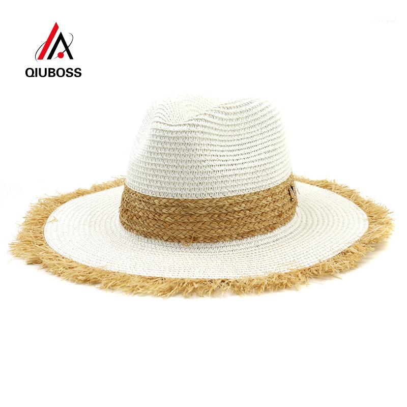 

Wide Brim Hats 2021 Fashion Summer Letter M Decorate Paper Straw Jazz Hat Outdoor Men Women Sun Breathable Beach Travel Cap1, White