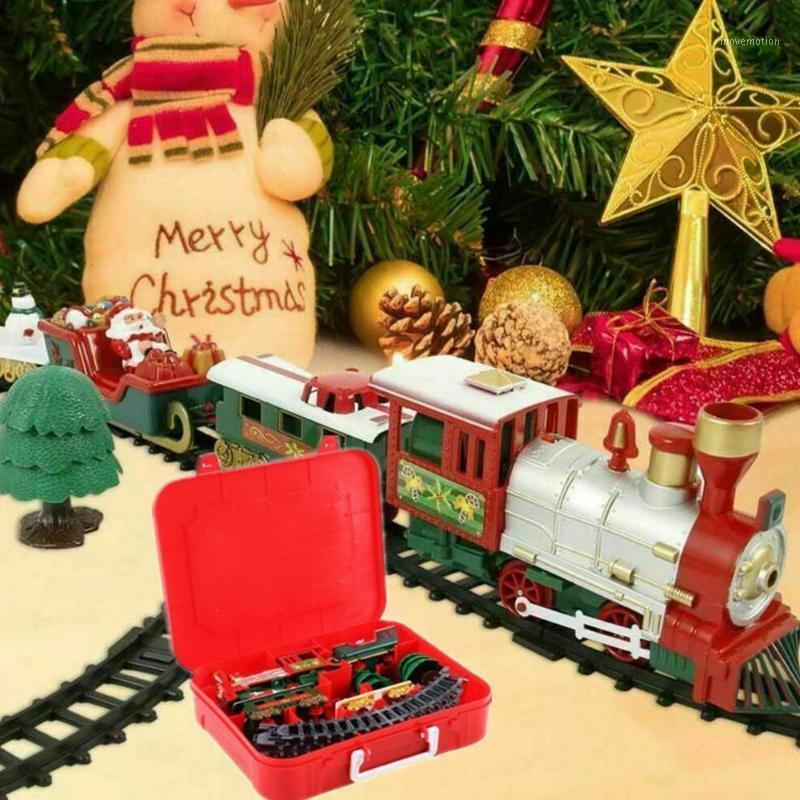 

Electric Christmas Train Track Set Musical Sound Lights Around Tree Decoration Santa Music Track Train Home Decor Xams Kids Gift1