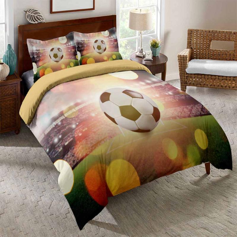 

3D Football Bedding Set Printing Pillowcase Quilt Cover Soccer Duvet Covers Sets Home Textiles Queen King Size, As picture