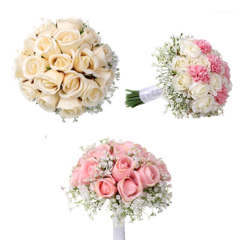 

Creative Small Ornaments Wedding Bouquet Bouquet Crystal Rose Pearl Bridesmaid Bride Artificial Silk Flower H04151