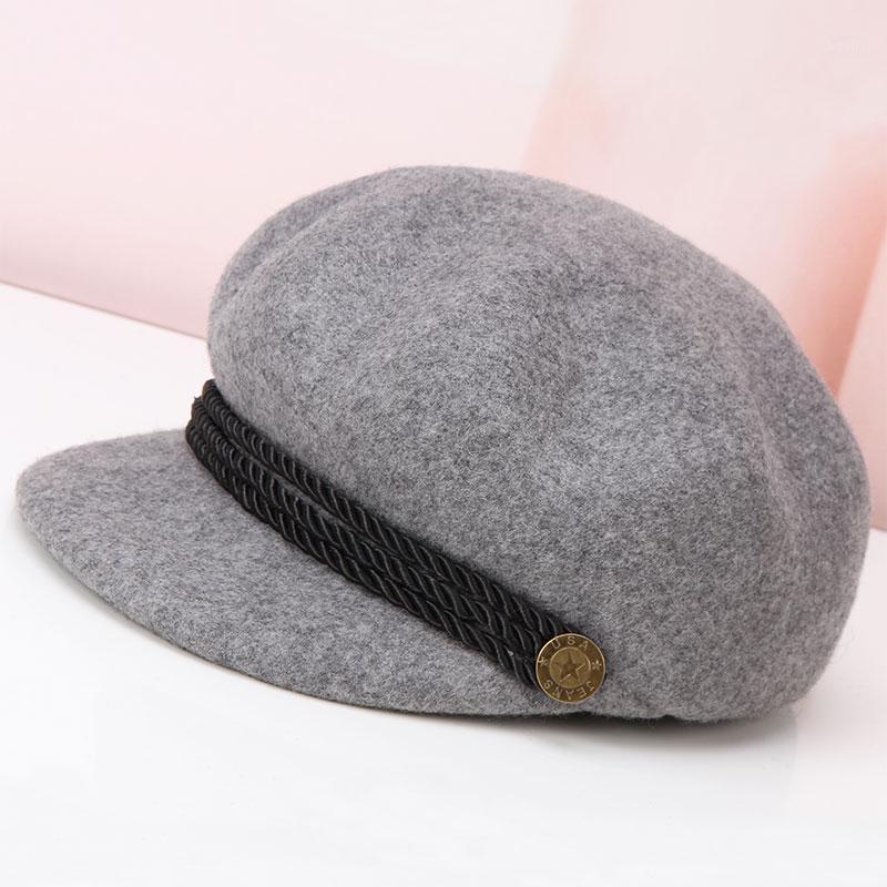 

H723 Wool Felt Beret Hat Female British Elegant Vintage Autumn Winter Warm Cap Korean All-match Leisure Painter Fashion Caps1, Black