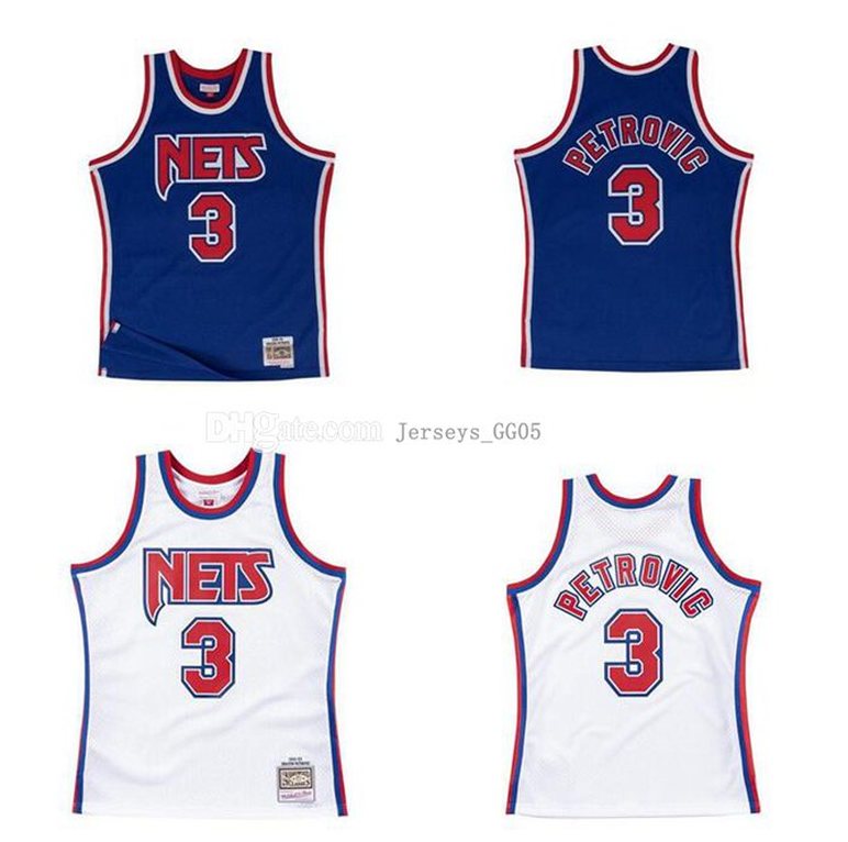 

Mens basketball Brooklyn Nets women kid abc 3 DRAZEN PETROVIC Mitchell & Ness 1992-93 White Hardwoods Classics Authentic Jersey, Black;red