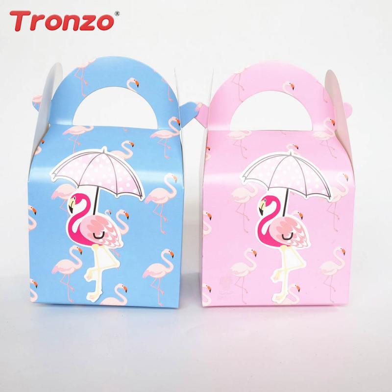 

Tronzo Flamingo Gift Box Birthday Party Decorations Kids 6pcs Pink Blue Flamingo Candy Box Packing For Gifts Decoration