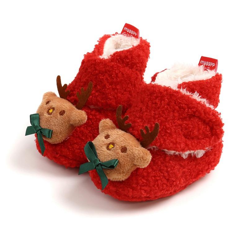 

Christmas Gifts Newborn Baby Girl Boy Soft Anti-slip Winter Shoes Xmas Deer Santa Cute Baby First Walkers
