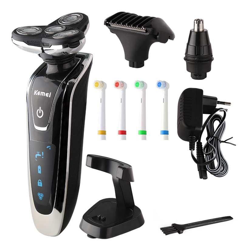 

Kemei Multifunctional Electric Hair Clipper Rechargeable Washable Hair Shaving Machine For Men Facial/Oral Care Tools 38D