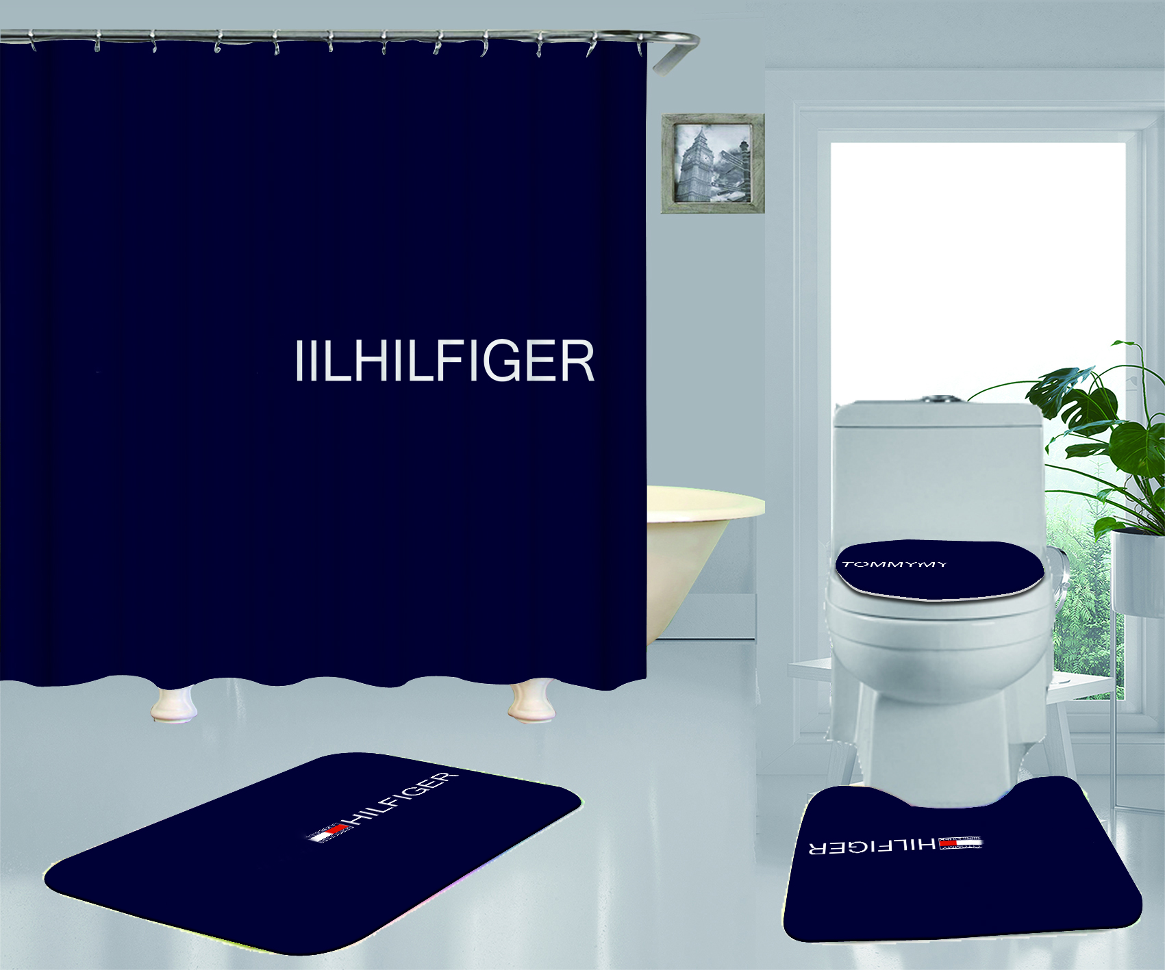 

Home Bathroom waterproof cloth shower curtain set free punching bath sanitary partition curtain