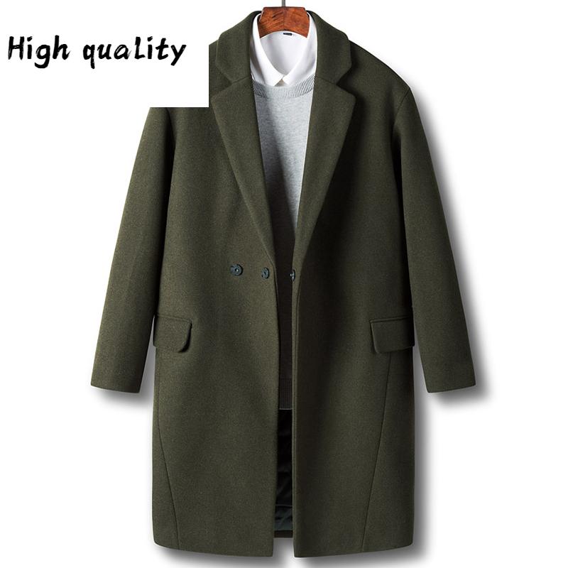 

Coat Wool Men Clothes 2020 Autumn Winter Long Jacket Korean Woolen Coat Overcoat Sobretudo Masculino, Black