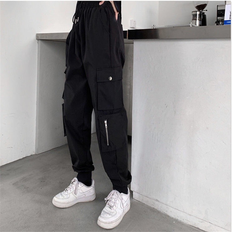 

Women Winter Pants Thick Warm Skinny Velvet Fleece Black Cargo Pants Women Sweatpants Zipper Harajuku Trousers Mujer Pantalones, Black;white