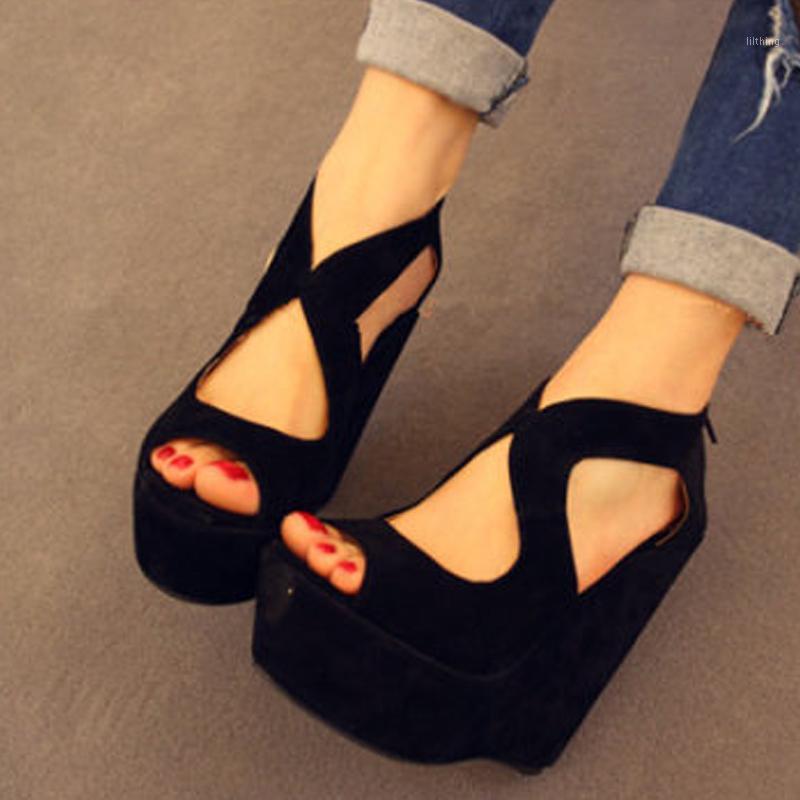 

Summer Wedges Sandals Women High Heels Shoes Platform Women's Sandals Thick Sole Sexy Dress Muffin Shoes Ladies Drop Shipping1, Black