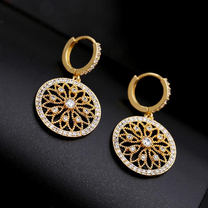 

Vintage Openwork Disc Earrings Ear Drop Earrings Jewelry for Women Party Wedding