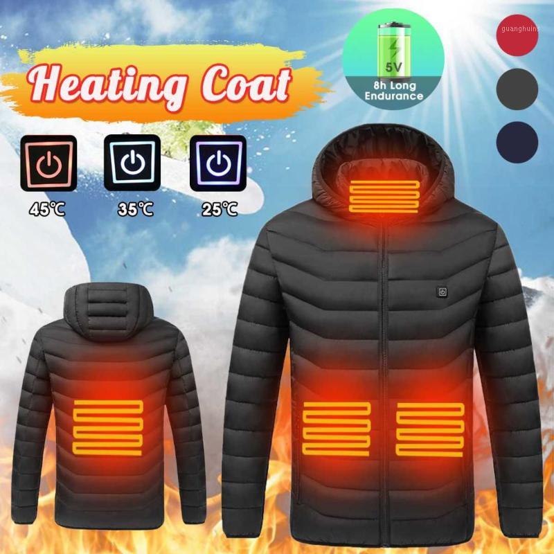 

Men Women Heated Jackets Vest Down Cotton Coat USB Heated Jackets Winter Thermal Electric Heating Hooded for Ski Hiking1, Black
