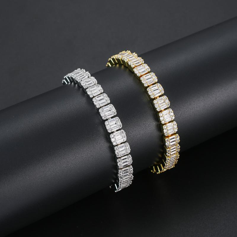 

9mm Square Tennis Chain Inlaid CZ Hao Stone Hip-Hop Banquet Trendy Bracelet Holiday Jewelry Gift
