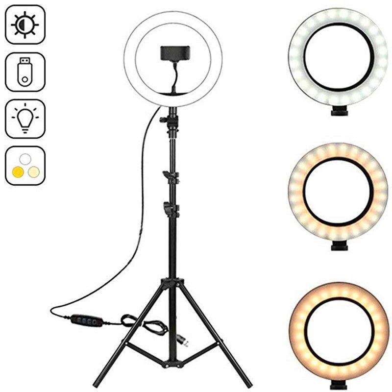 

10.2" LED Ring Light Photographic Selfie Ring Lighting with 50 70 160 125cm Tripod Stand for Youtube Live Video Studio Tik Tok