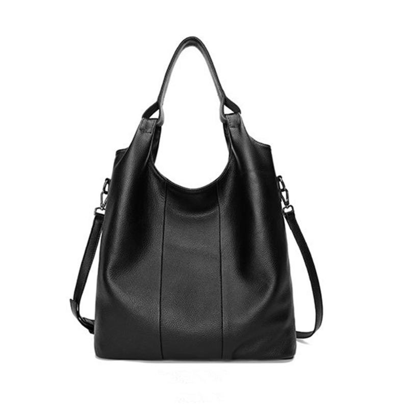 

Casual Genuine Leather Women Bag Hobo Soft Cowhide Ladies Fashion Black Leather Shoulder Bag Female Crossbody HandBags