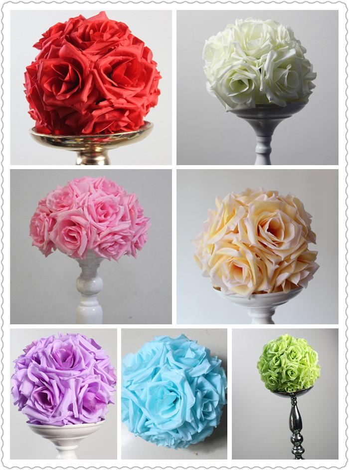 

SPR Free shipping 20pcs/lot 15cm/ 6 inch Wedding Decorations Silk Kissing Pomander rose Flowers Balls Wedding bouquet, Blue