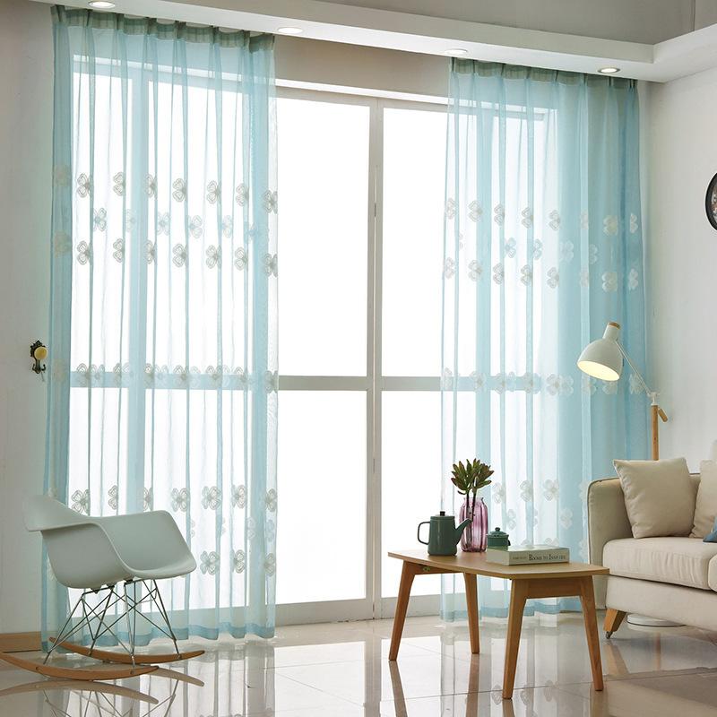 

Modern Concise Cotton Embroidered Window Screening Living Roo Study Window Curtains Cloth Yarn Shading Bedroom Curtain, White