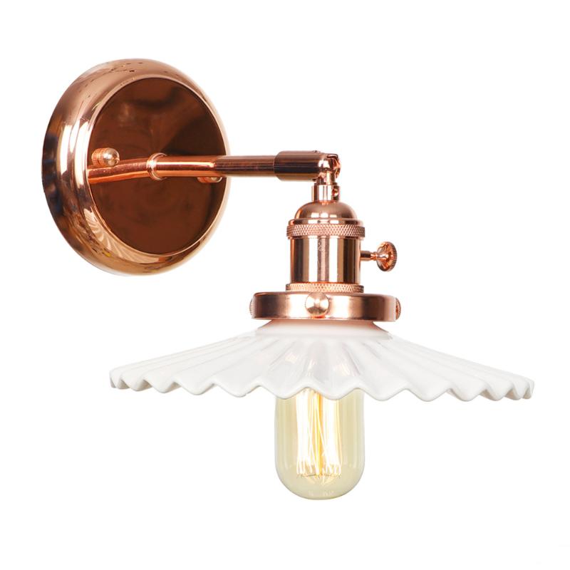 

IWHD Nordic Japan Style LED Wall Lamp Beside Bathroom Mirror White Ceramic Wall Light Switch Wandlamp Applique Murale Luminaire