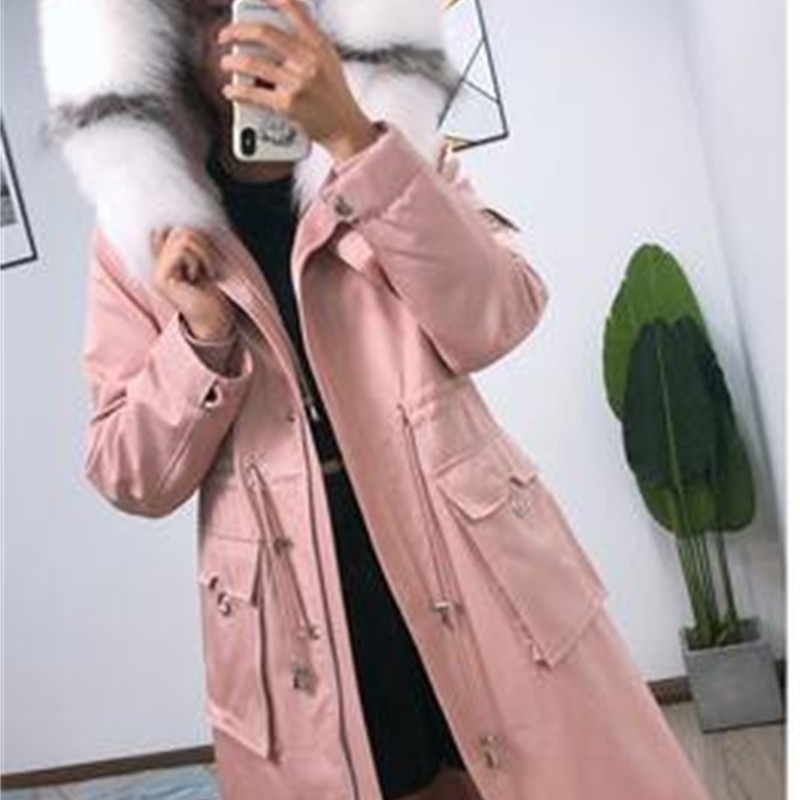 

Fox New with Hood on Coats of Women Royal Fur Coat Enem, Black
