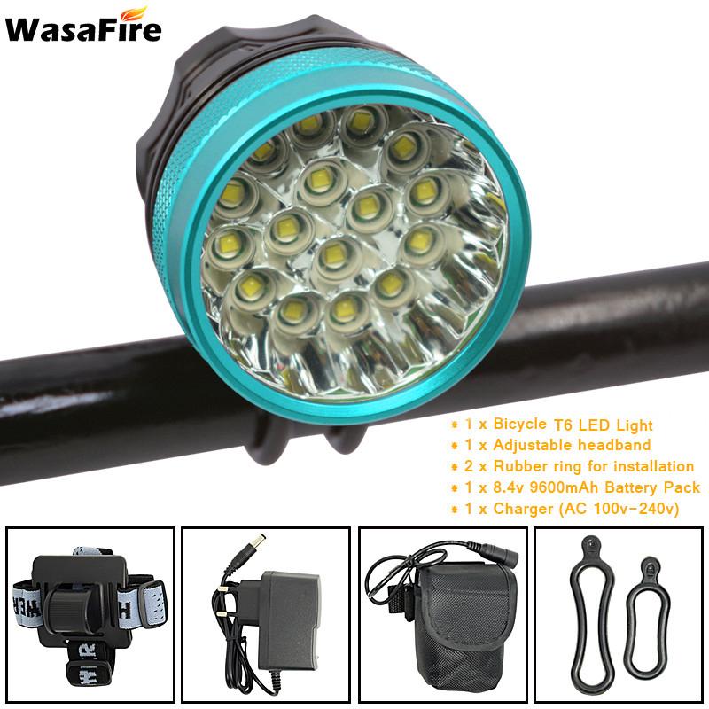 

Wasafire 16*XML-T6 LED Bike Light 40000lumen Bicycle lamp front Light Headlight +9600mAh battery pack 18650 fietsverlichting