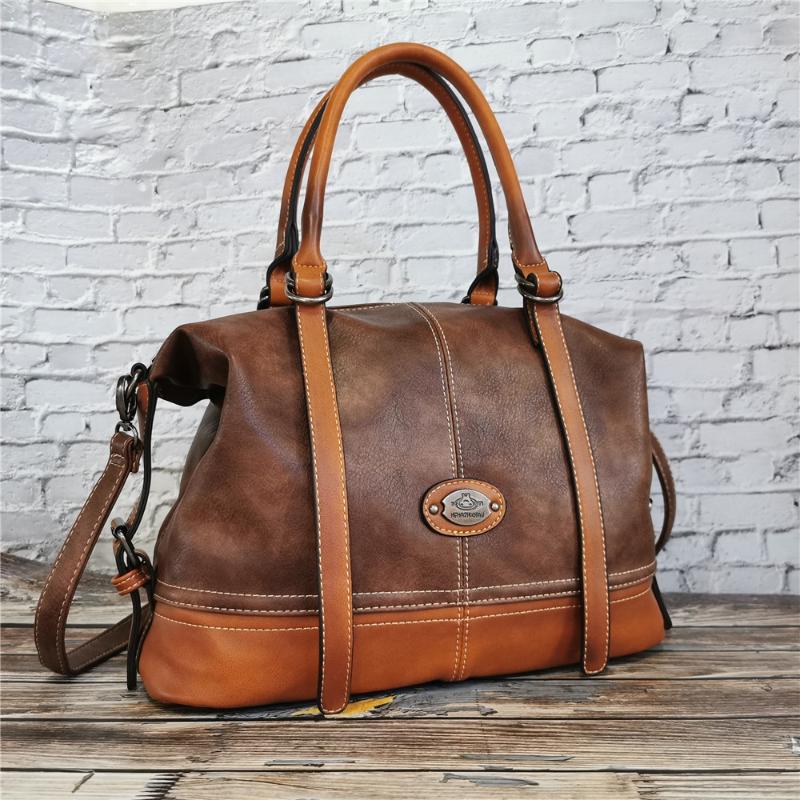 

Vintage Handbag New 2021 Leather Bags for Women Lady's Travel Totes Hand Bag Large Capacity Shoulder Designer Bolsa Femini, Black