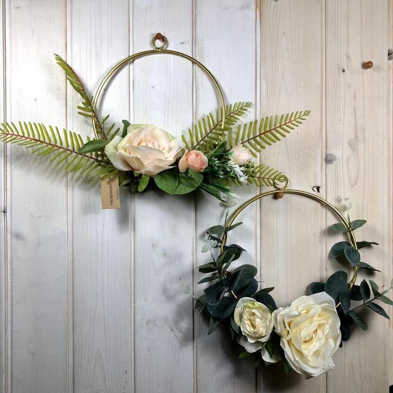 

Nordic Artificial Flower Iron Art Wall Hanging Garland Bracket Wedding Interior Creative Home Silk Flower Photography prop 1pc, Style 10