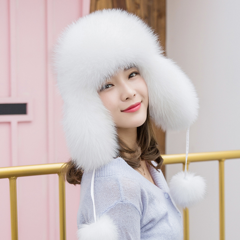 

in Foxskin Women Hat Women's Fur Raccoon Hats Warm Winter Earmuffs Snow Ski Cap Tide Was Fine 1ytp, Color 9