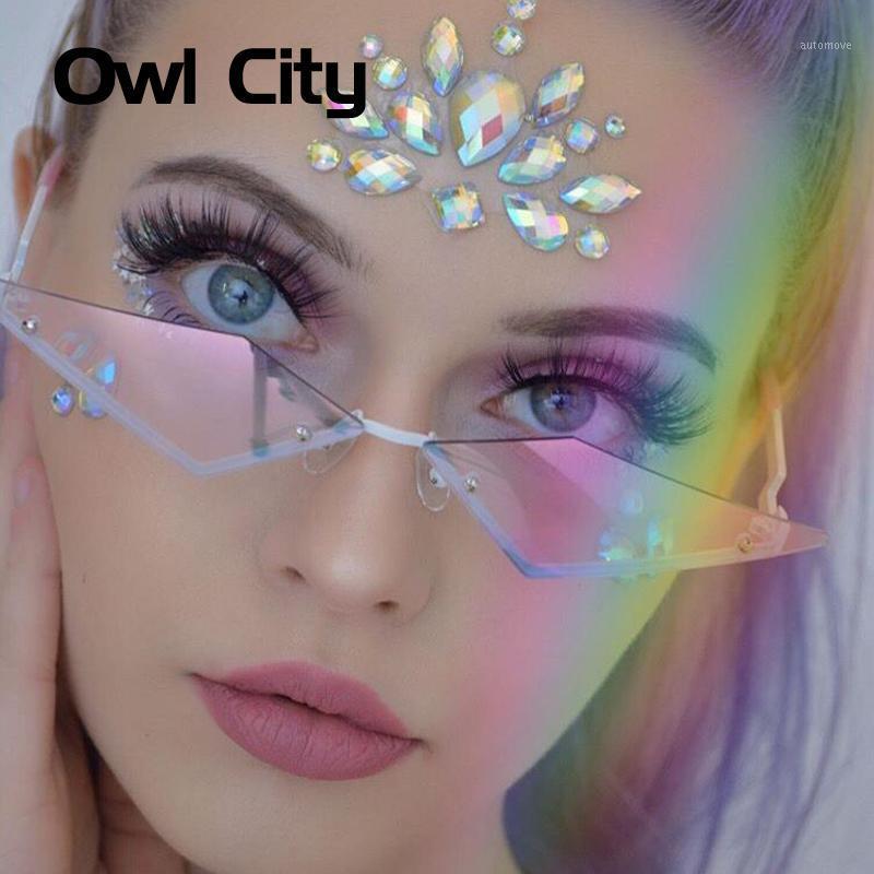 

Vintage Cat Eye Sunglasses Women Rimless Mirror Retro Small Cateye Sun Glasses Men Brand Designer Punk Eyewear UV4001