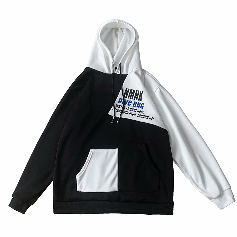 

Spring autumn Fashion Men's Hoodies Korean Trend Patchwork Hooded Pullover Male Casual Streetwear Men clothing Hoodies, Blue