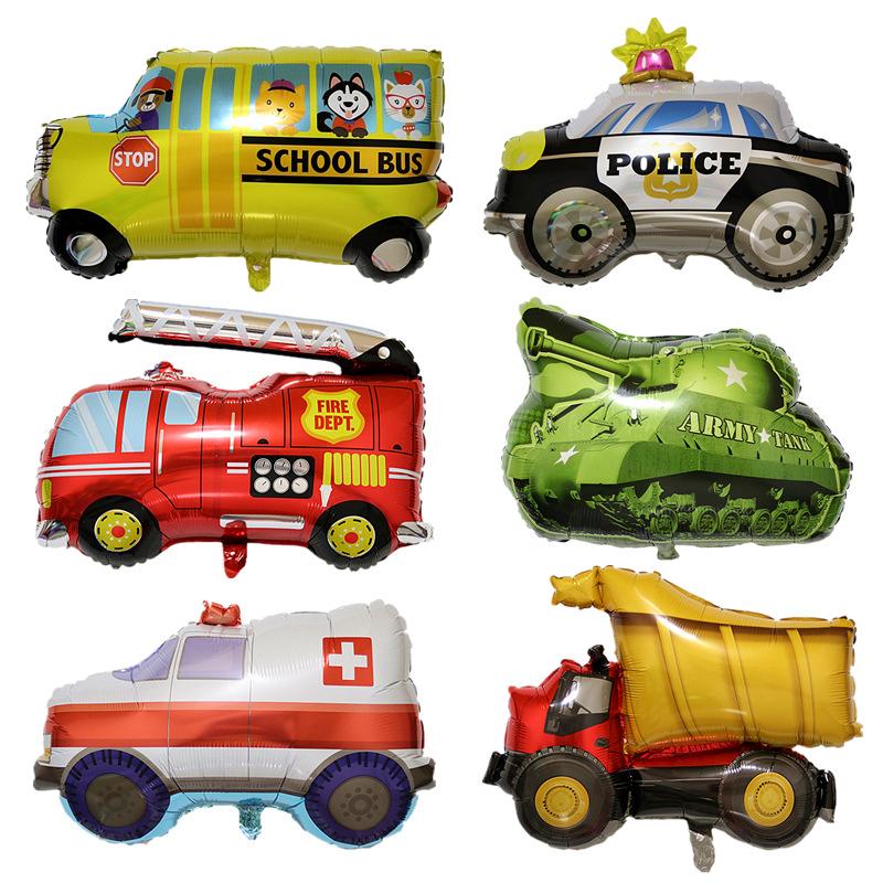 

The New's Kids Gift Tank Ambulance Bus Fire Truck Birthday Party Decoration Holiday Cartoon Aluminium Foil Balloon