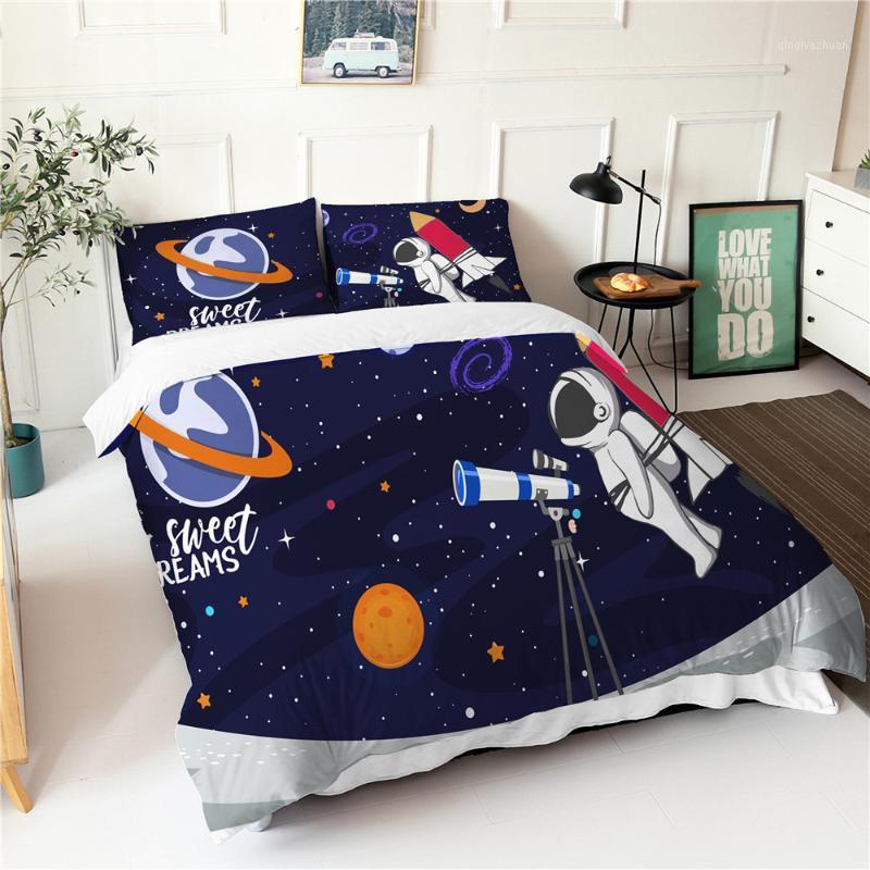 

Cute Print Duvet Cover Cartoon Astronaut Pattern Double Bedspread With Pillowcases King Queen Size Bed Sheets1, Dzp-ettk12