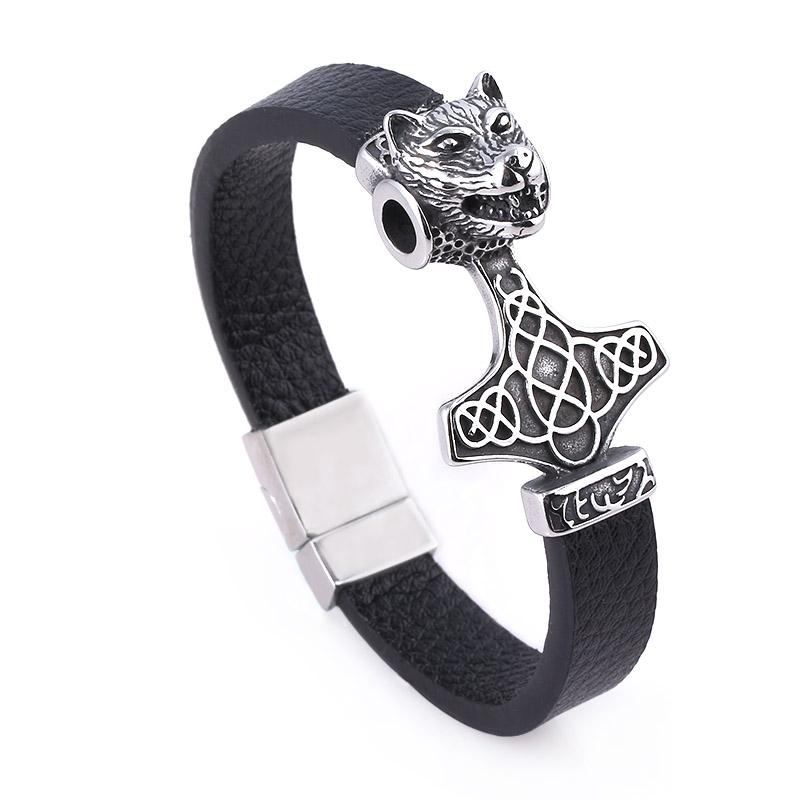 

Vintage Wolf Head Bangle Punk Animal Bracelet Viking Pulsera for Men Classic Jewelry Gift