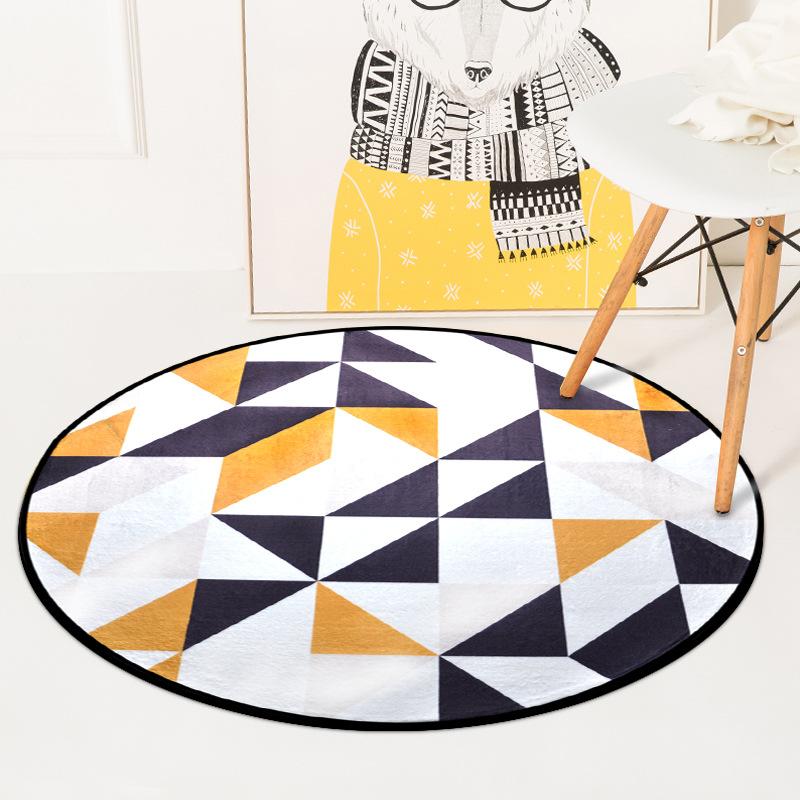 

European Geometric Round Carpet for Living Room Children Bedroom Rugs and Carpets Computer Chair Floor Mat Cloakroom Carpet, 18