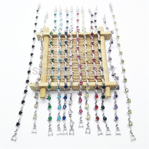 

Top sell stone White color Women Silver Plated Bracelets & Bangle Zircon Jewelry Impressive Christmas Gift Jewelry