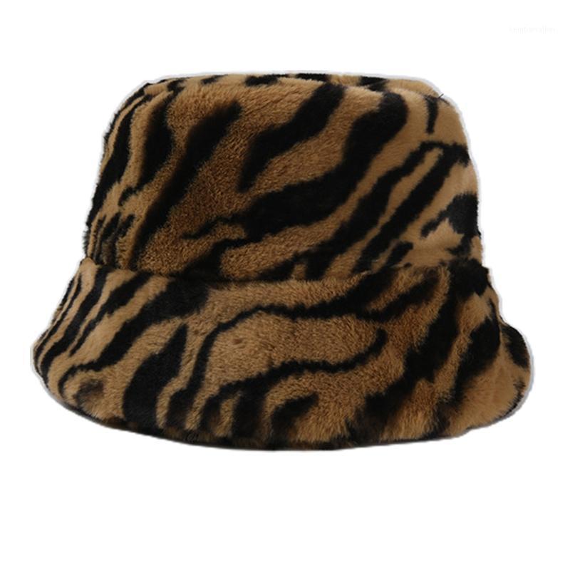 

Women Vintage Leopard Zebra Print Bucket Hat Winter Fuzzy Plush Fisherman Cap 517D1, 6ee302862-d