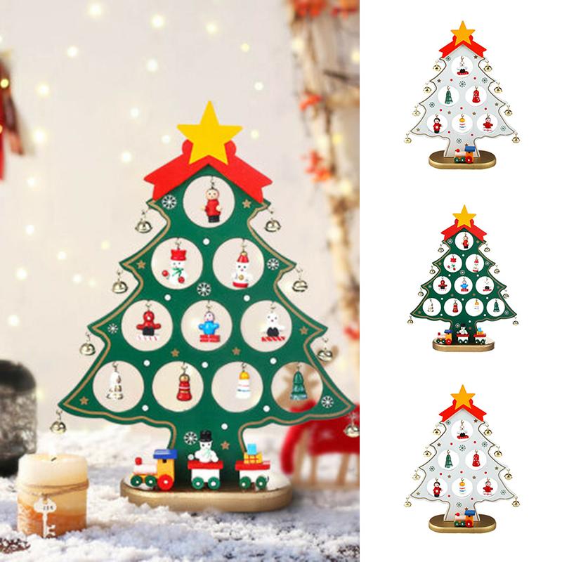 

Newly Mini Wood Christmas Tree Decoration Gift Cute Home Desktop Office Decor Party DIY Gift