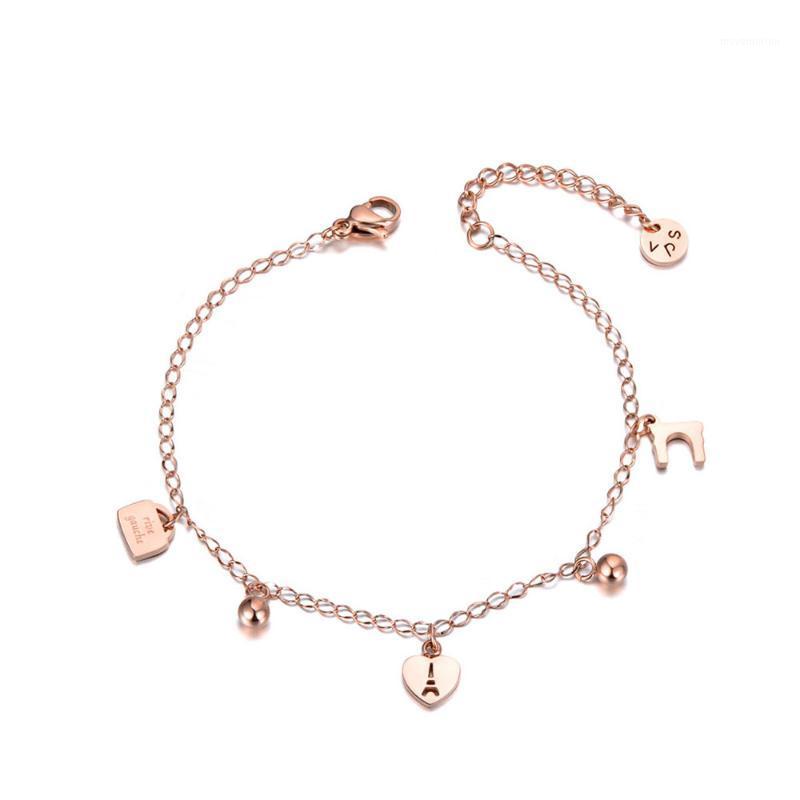 

Trendy Titanium Stainless Steel Heart Charm Bracelets For Women Bohemia Summer Chain & Link Bracelet Jewelry B190771