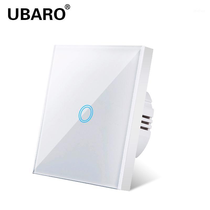 

UBARO light switch eu standard white crystal glass panel touch switch ac230v 1 Gang 1 Way wall touch1