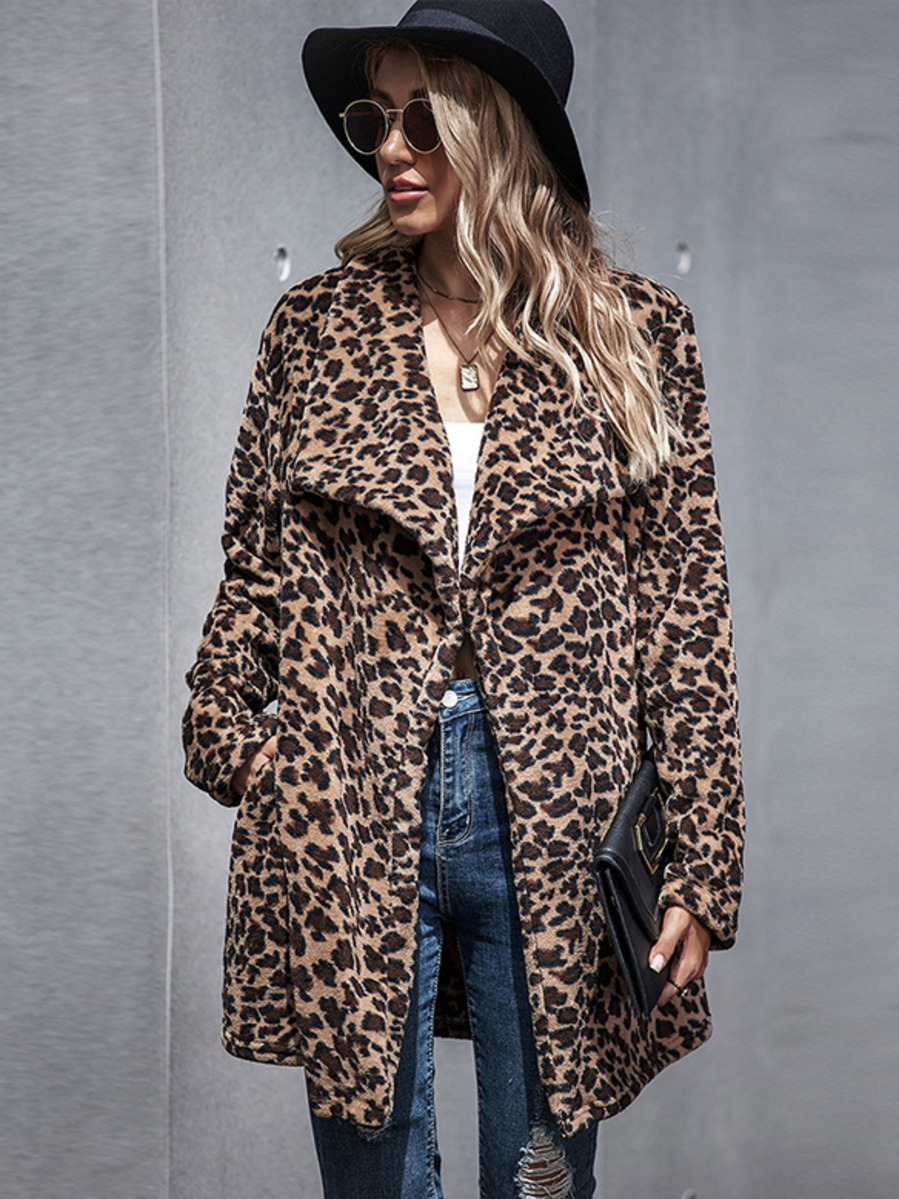 

Female coat autumn and leopard fashion sexy winter warm long woolen cardigan jacket SJ69, Leopard-print
