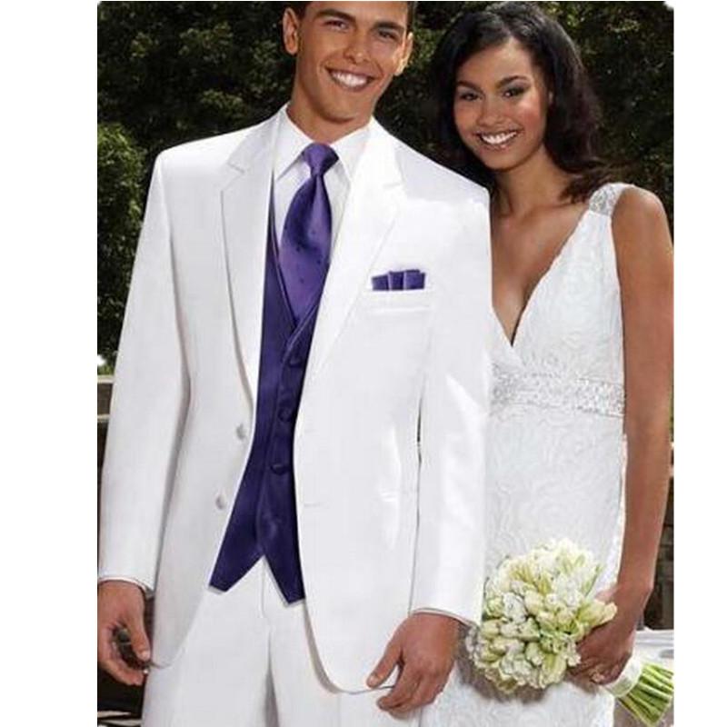 

white suits for men Slim Fit White Best Man Groomsman Men's WeddingProm 3 Piece Suits Groom Tuxedos, Black