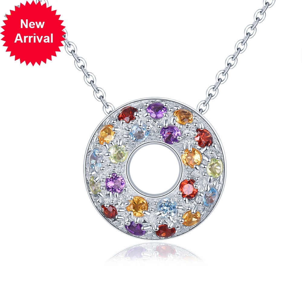 

Hutang Citrus Amethyst Natural Multi Precious Stone Currency of Solid Women 925 Silver Stranded Fine Elegant Jewel