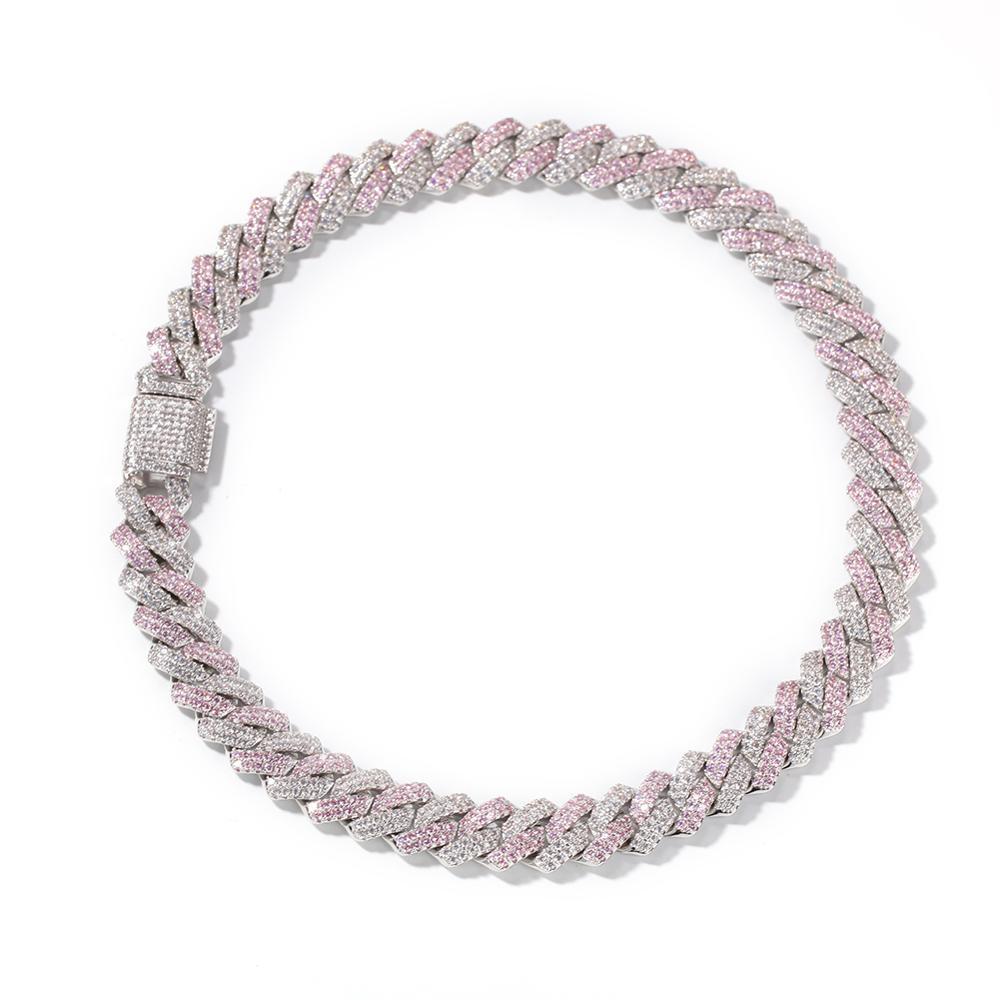 

and White Pink Zircon Hip-hop Necklace 23qf