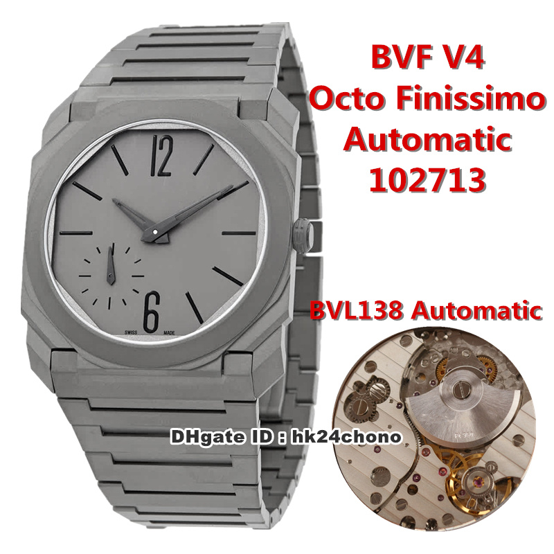 

2021 BVF V4 Octo Finissimo Titanium Cal.BVL138 Automatic Mens Watch 102713 BGO40C14TTXTAUTO Gray Dial Titanium Bracelet Gents Sports Watches, Original box