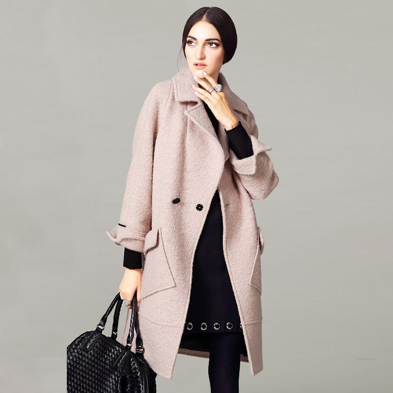 

2020 High Quality Brand Women Winter Coat Loose Long Wool Female Buckle Solid Overcoat Abrigos Mujer Wide-waisted Trench Coat, Blue