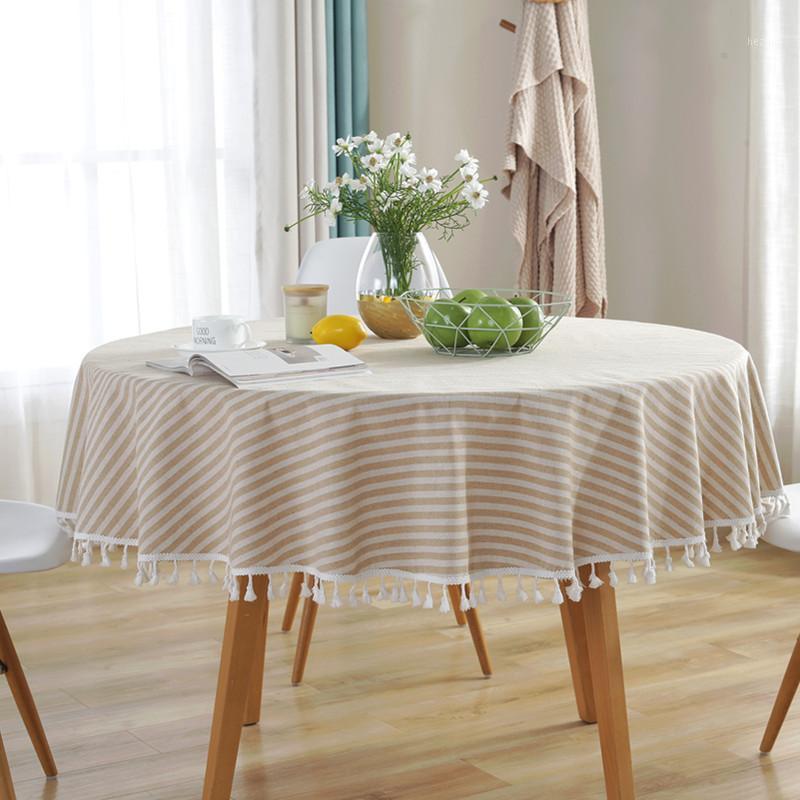 

Beige Striped Modern Simple Tablecloth With Elegant Tassel Coffee Table Cloth Dustproof Covers Cottin Linen Tablecloths Mat 1PC1, Red
