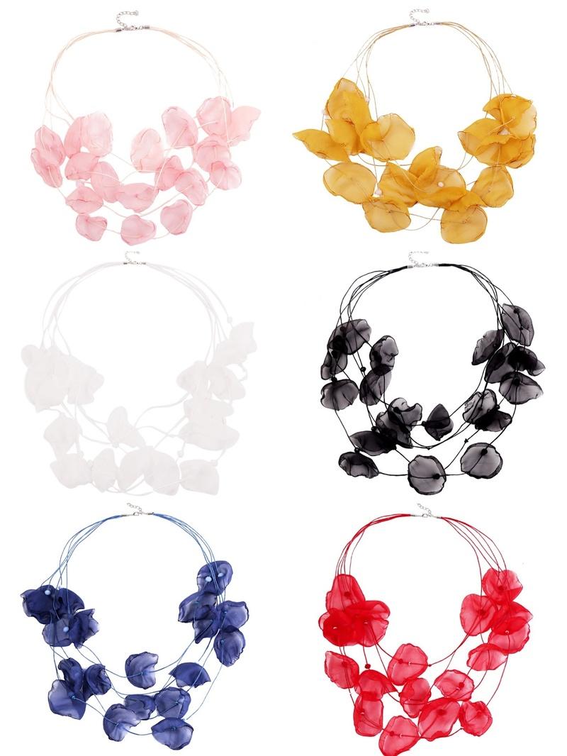 

New exaggerated temperament necklace wedding multi-layer lace flowers fabric petal necklace women Fashion Jewelry